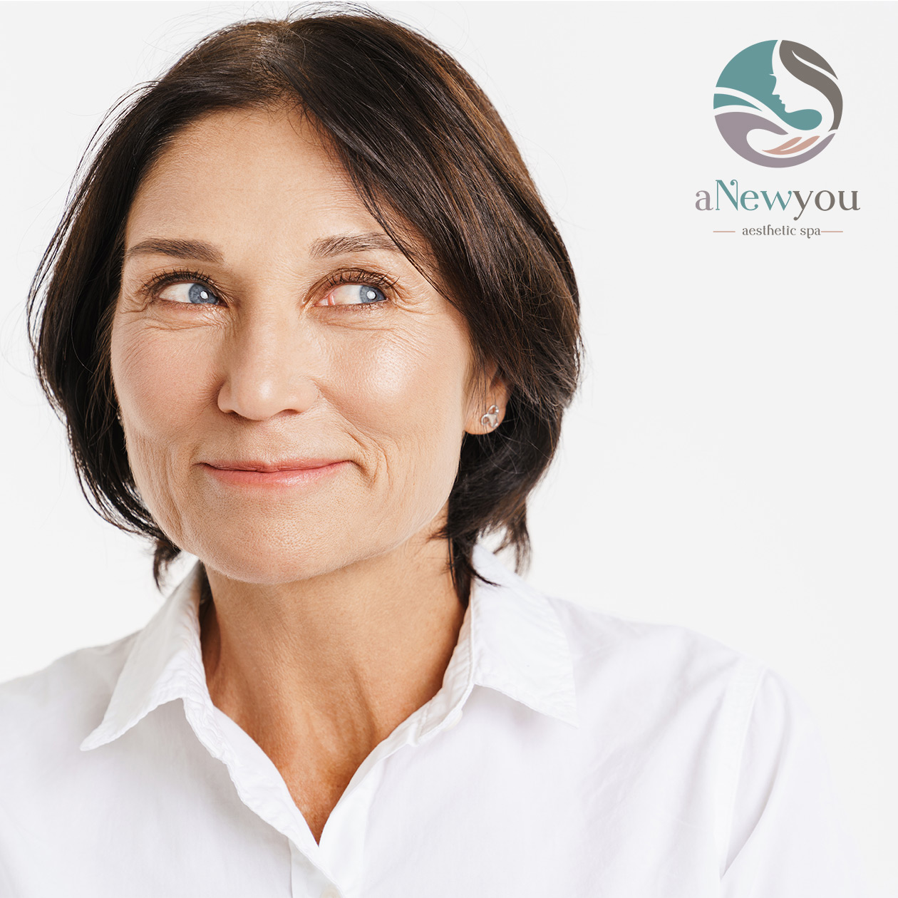 Mature Woman White Background Skin Resurfacing Medical Aesthetic Spa Near Me