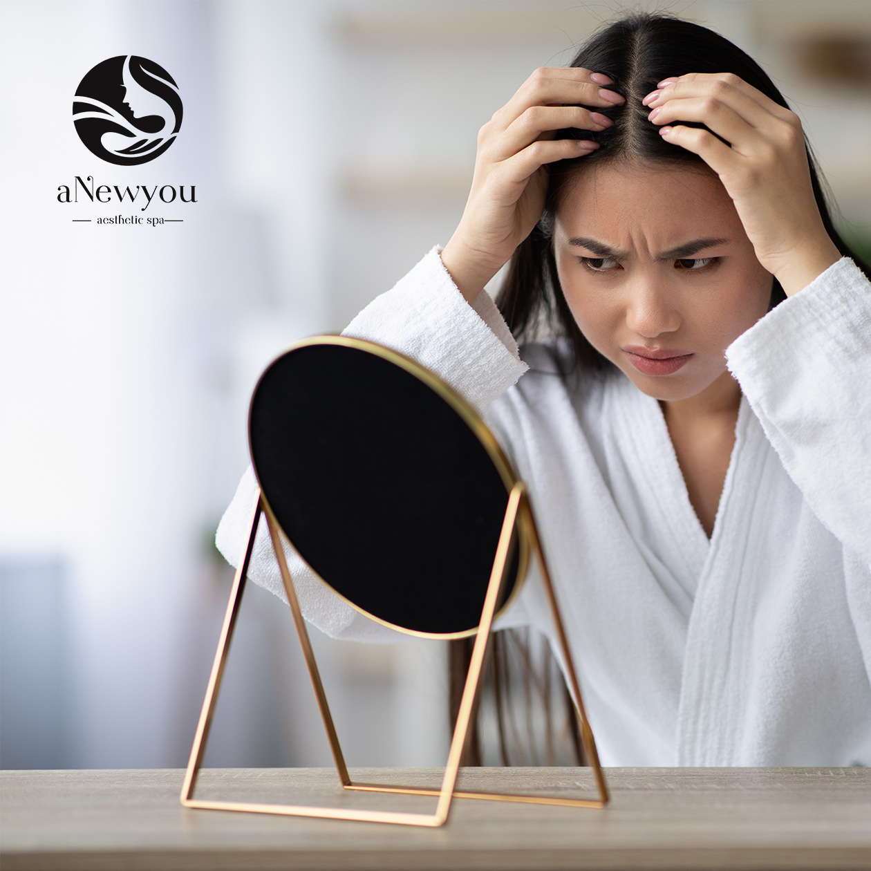 Woman Hair Loss Black Logo Medical Aesthetic Spa Oxford